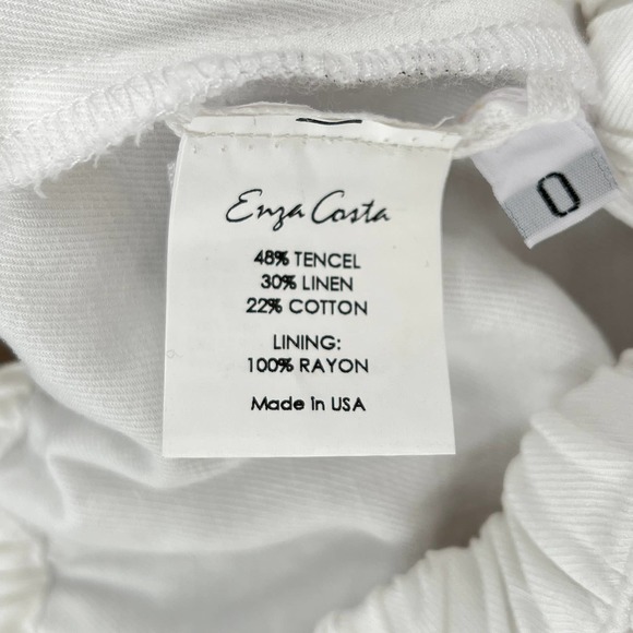ENZA COSTA Twill Everywhere Pant XS 0 Off White Relaxed Wideleg Straight Pull On - Picture 8 of 13